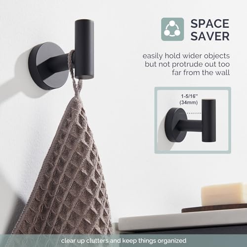Angle Simple Towel Hook for Bathroom, Stainless Steel Robe Coat Hook for Wall, Hand Towel Hanger, Matte Black - Image 4