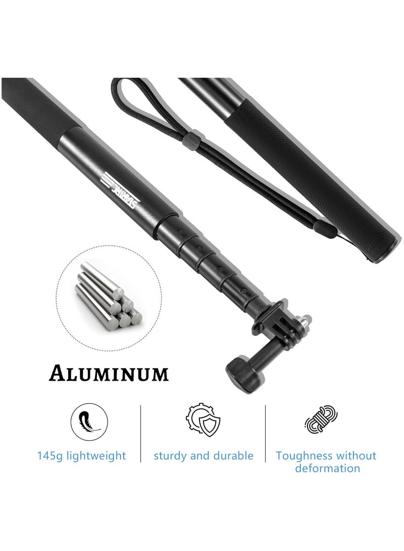 Invisible Selfie Stick, 1/4 Extended Monopod Pole, Solid and Compact Design for Insta360, for GoPro, for DJI, Action Camera, 52''(132cm) - Image 4