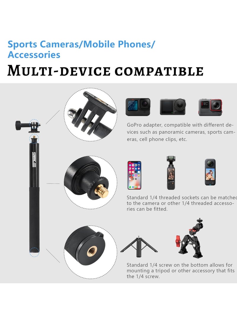 Invisible Selfie Stick, 1/4 Extended Monopod Pole, Solid and Compact Design for Insta360, for GoPro, for DJI, Action Camera, 52''(132cm) - Image 5