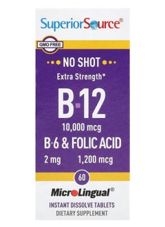 Superior Source B-12 B-6 & Folic Acid Extra Strength 60 MicroLingual® Instant Dissolve Tablets 