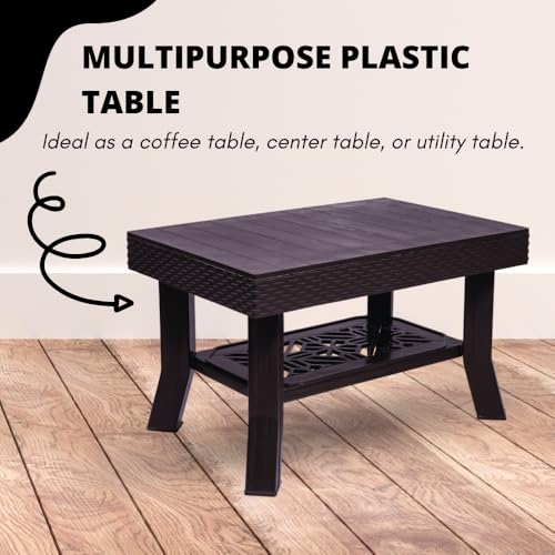 Patiofy Double Top Multipurpose Centre Table | Tea Table | 2 Tier Centre Table | Table with Storage for Living Room, Coffee Table | Foldable & Easy to Carry Anywhere (Brown) - Image 3