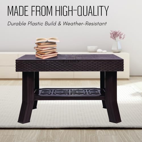 Patiofy Double Top Multipurpose Centre Table | Tea Table | 2 Tier Centre Table | Table with Storage for Living Room, Coffee Table | Foldable & Easy to Carry Anywhere (Brown) - Image 5