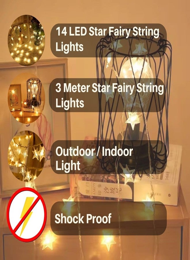 One94Store Mini Star Fairy String Lights - 14 LED, 3 Meter, Warm White Decorative LED Lights for Bedroom, Home, Garden, Diwali, Christmas, Wedding & Party Decoration (Pack of 1) - Image 4