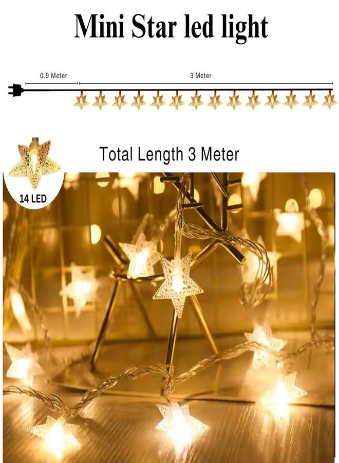 One94Store Mini Star Fairy String Lights - 14 LED, 3 Meter, Warm White Decorative LED Lights for Bedroom, Home, Garden, Diwali, Christmas, Wedding & Party Decoration (Pack of 1) - Image 3