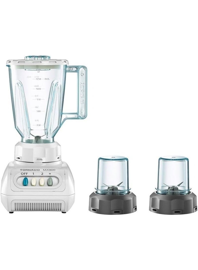 Tornado Electric Blender 1.5 Liters, 250 Watts, with 2 Mills, White - MX900/2 - Image 1