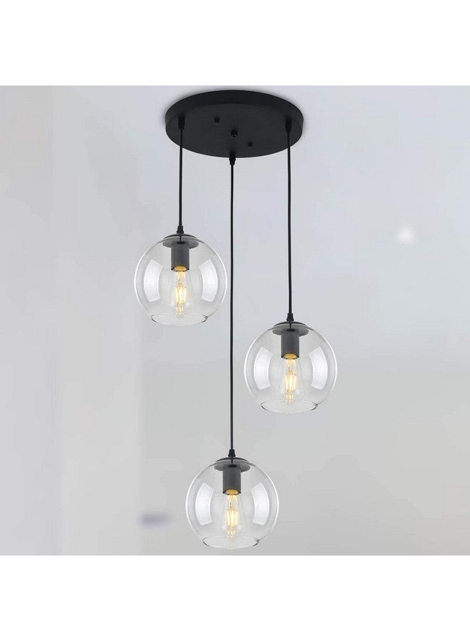 DarkVision Cluster of 3 Hanging Lights for Living Room, Hanging Lamps for Bedroom, Kitchen, Restaurant, Indoor Outdoor or Home Decoration, Metal Black (Cluster BLK Hanging, Without Bulb) - Image 1