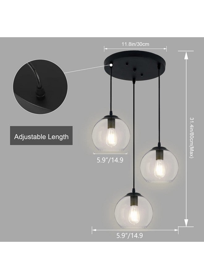 DarkVision Cluster of 3 Hanging Lights for Living Room, Hanging Lamps for Bedroom, Kitchen, Restaurant, Indoor Outdoor or Home Decoration, Metal Black (Cluster BLK Hanging, Without Bulb) - Image 3
