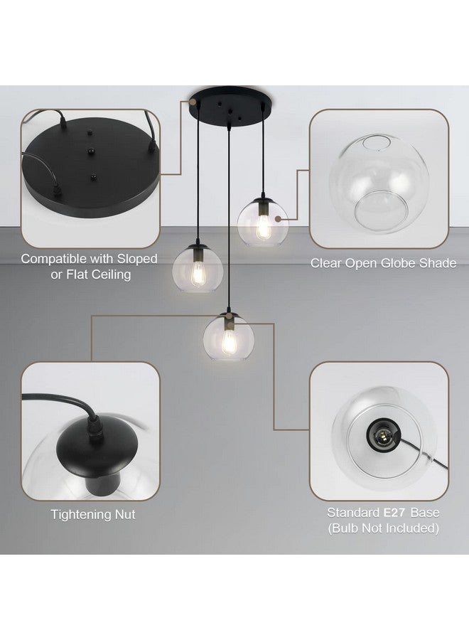 DarkVision Cluster of 3 Hanging Lights for Living Room, Hanging Lamps for Bedroom, Kitchen, Restaurant, Indoor Outdoor or Home Decoration, Metal Black (Cluster BLK Hanging, Without Bulb) - Image 4