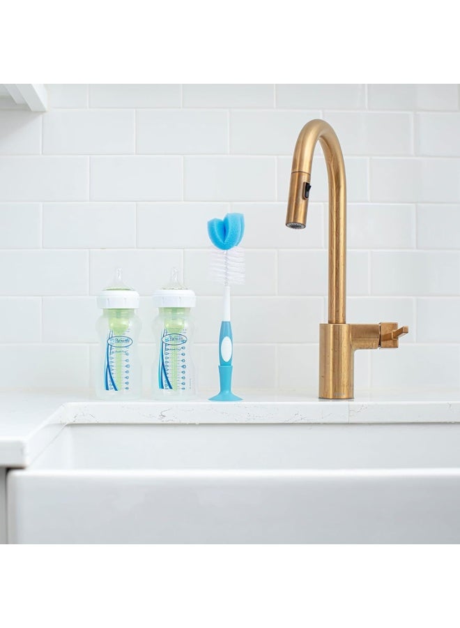 Dr. Brown's Baby Bottle Cleaning Brush with Sponge and Scrubber - Blue - 3-Pack - Image 2