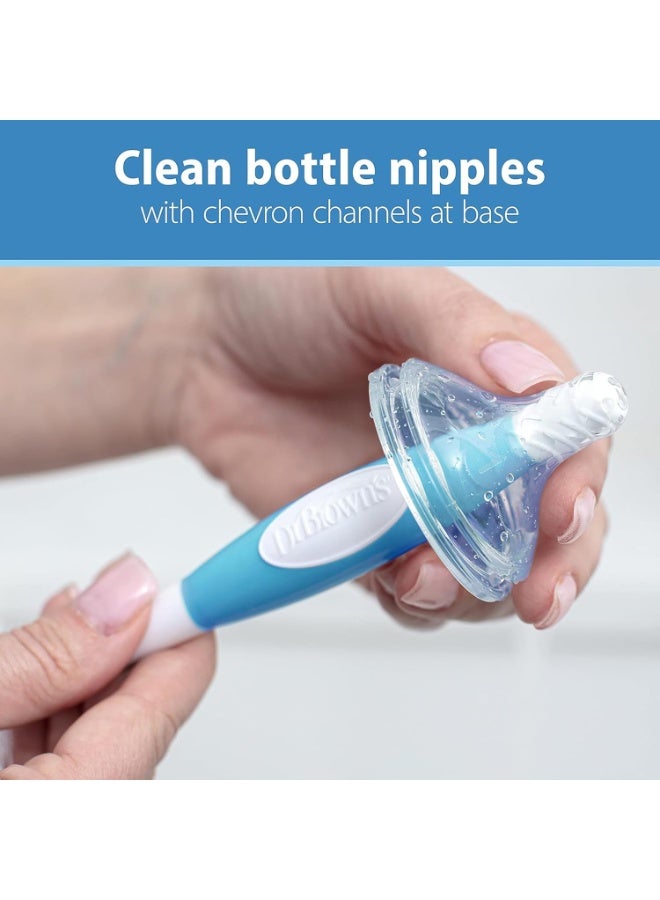 Dr. Brown's Baby Bottle Cleaning Brush with Sponge and Scrubber - Blue - 3-Pack - Image 3