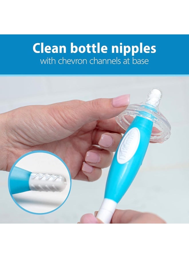 Dr. Brown's Baby Bottle Cleaning Brush with Sponge and Scrubber - Blue - 3-Pack - Image 4