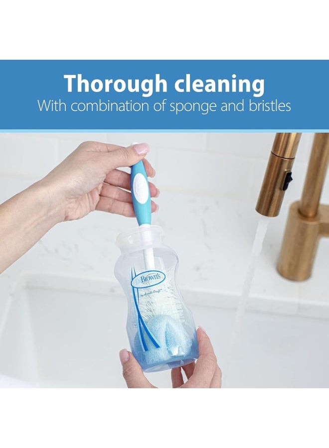 Dr. Brown's Baby Bottle Cleaning Brush with Sponge and Scrubber - Blue - 3-Pack - Image 5