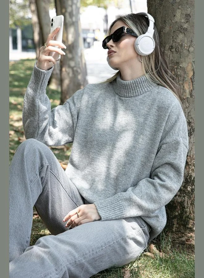 Lela Lela Premium Oversize Fit Turtleneck Soft Textured Knitwear Sweater Women's SWEATER 680KZ00469