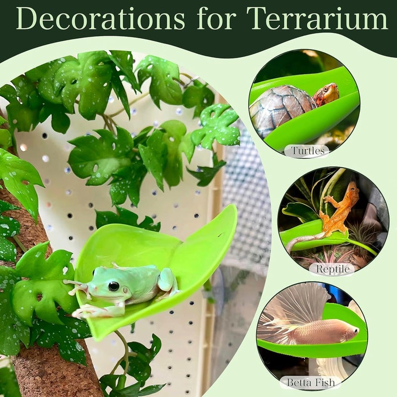 TTYGRHQ Reptile Basking Platform, 6-Pack Leaf Shape with Suction Cups, Mixed Color, 7.5 Inches - Image 4