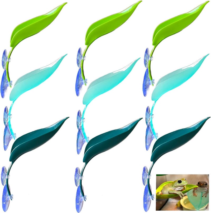 TTYGRHQ Reptile Basking Platform, 6-Pack Leaf Shape with Suction Cups, Mixed Color, 7.5 Inches - Image 1