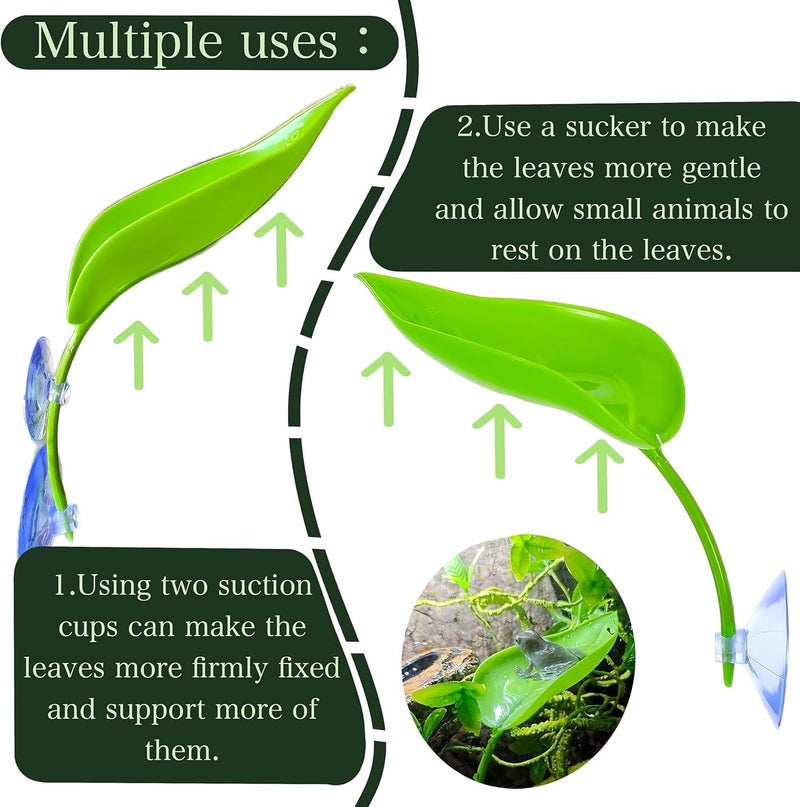 TTYGRHQ Reptile Basking Platform, 6-Pack Leaf Shape with Suction Cups, Mixed Color, 7.5 Inches - Image 5