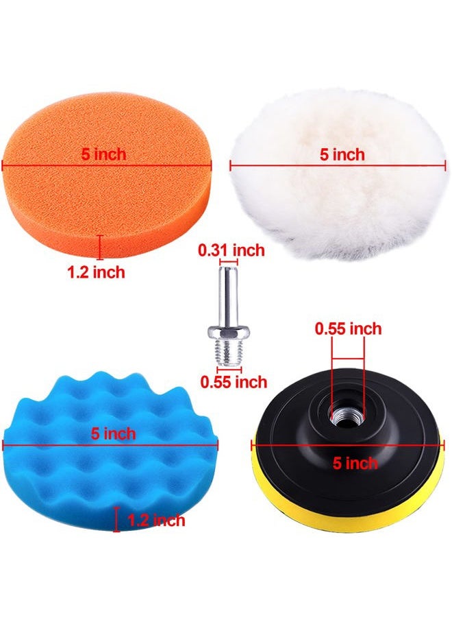 SIQUK - 9 Pieces 5 Inch Buffing Pads Kit Foam Buffer Polisher Pads 5 Inch Hook and Loop Polishing Pads Buffer Attachment for Drill - Image 1