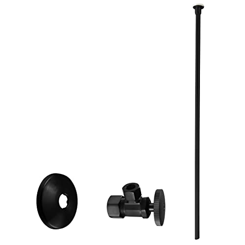 Westbrass D105KFH62 58 x 38 OD x 20 Flat Head Riser Supply Line Kit with Round Handle Angle Supply Shut Off Valve for Toilet Matte Black - Image 1