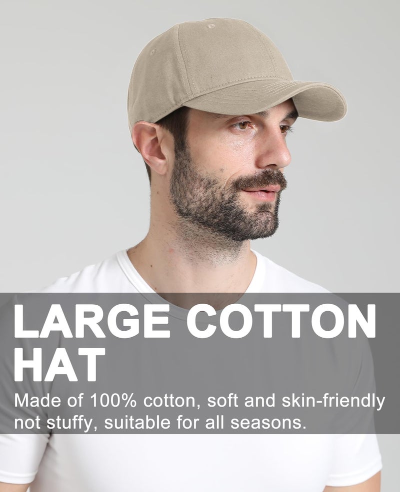 Ztl Oversize XL XXL Baseball Cap for Men Big Heads, Large Cotton Baseball Hat, Unstructured Plain Dad Cap Adjustable 23.5"-26" Khaki - Image 4
