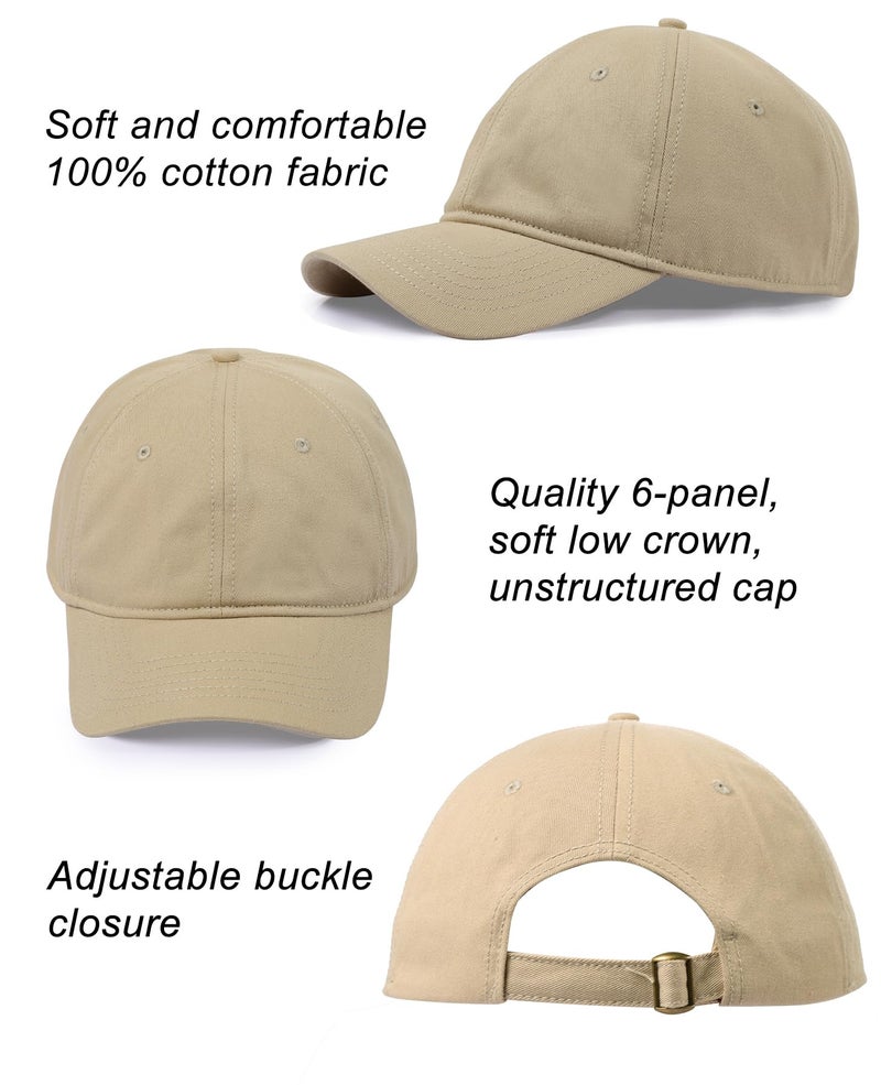 Ztl Oversize XL XXL Baseball Cap for Men Big Heads, Large Cotton Baseball Hat, Unstructured Plain Dad Cap Adjustable 23.5"-26" Khaki - Image 2