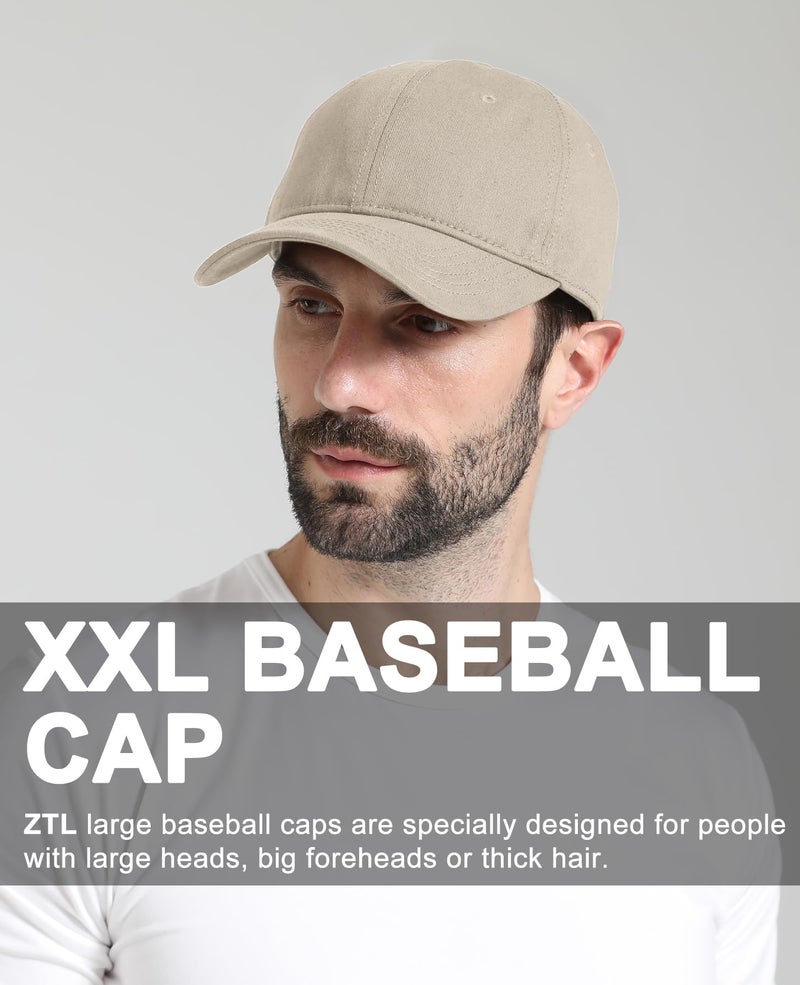 Ztl Oversize XL XXL Baseball Cap for Men Big Heads, Large Cotton Baseball Hat, Unstructured Plain Dad Cap Adjustable 23.5"-26" Khaki - Image 3