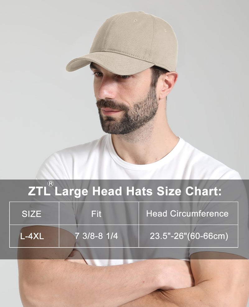 Ztl Oversize XL XXL Baseball Cap for Men Big Heads, Large Cotton Baseball Hat, Unstructured Plain Dad Cap Adjustable 23.5"-26" Khaki - Image 5