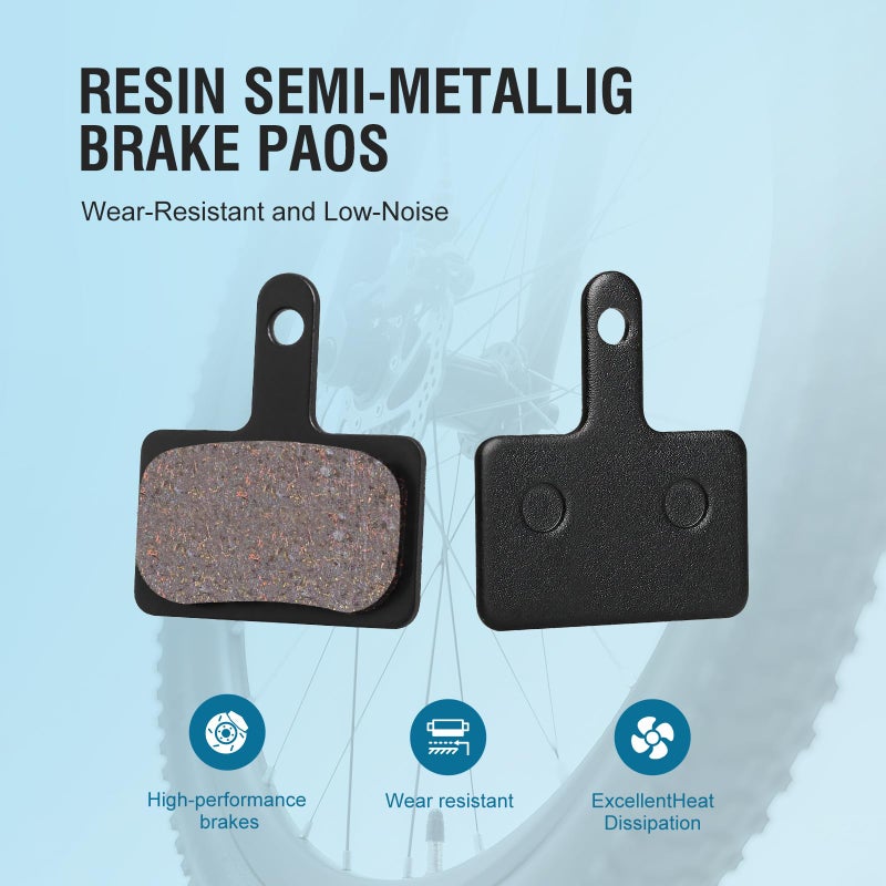 SkyStage 4 Pairs Bike Brake Pads, Disc Brake Pads (Resin,Semi-Metallic) for Mountain Bike Disc Brakes, Bicycle Brake Pads Compatible with TRP Tektro Shimano Deore Br Ebike Brake Pads (4 Pairs-Black) - Image 3