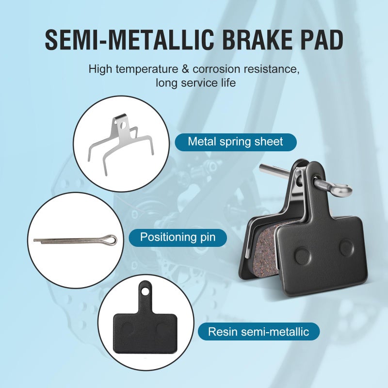SkyStage 4 Pairs Bike Brake Pads, Disc Brake Pads (Resin,Semi-Metallic) for Mountain Bike Disc Brakes, Bicycle Brake Pads Compatible with TRP Tektro Shimano Deore Br Ebike Brake Pads (4 Pairs-Black) - Image 5
