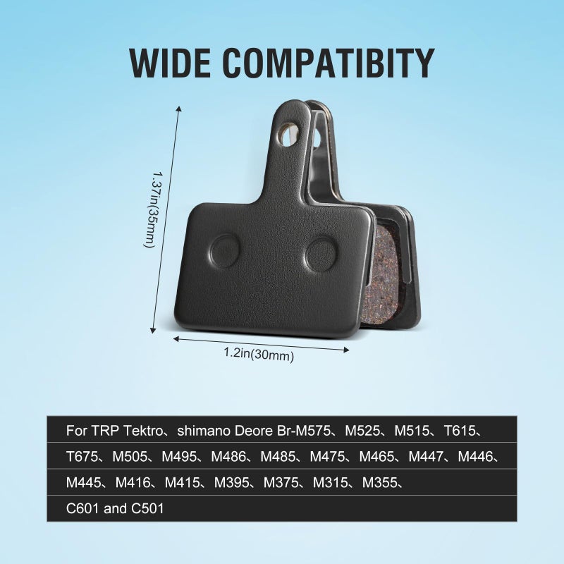 SkyStage 4 Pairs Bike Brake Pads, Disc Brake Pads (Resin,Semi-Metallic) for Mountain Bike Disc Brakes, Bicycle Brake Pads Compatible with TRP Tektro Shimano Deore Br Ebike Brake Pads (4 Pairs-Black) - Image 4