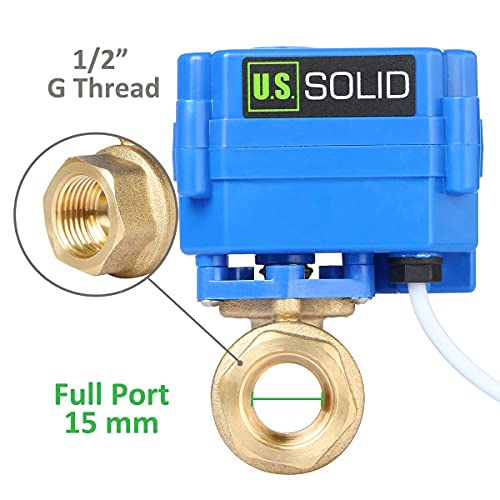 U.S. Solid 1/2" Motorized Ball Valve - Brass Ball Valve with Full Port, 9-24V DC, 2 Wire Reverse Polarity, Normally Closed - Image 5