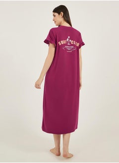 Styli Burgundy Short Sleeve Nightdress  - Image 1