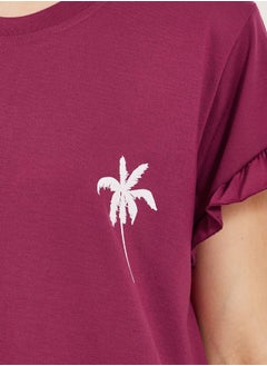 Styli Burgundy Short Sleeve Nightdress  - Image 4