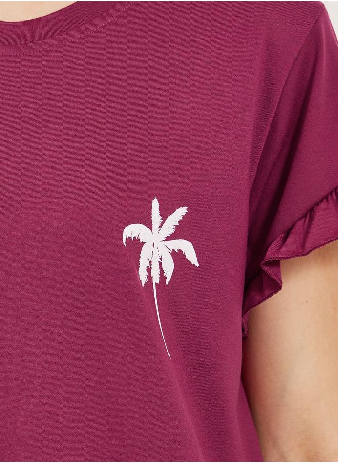 Styli Burgundy Short Sleeve Nightdress  - Image 4