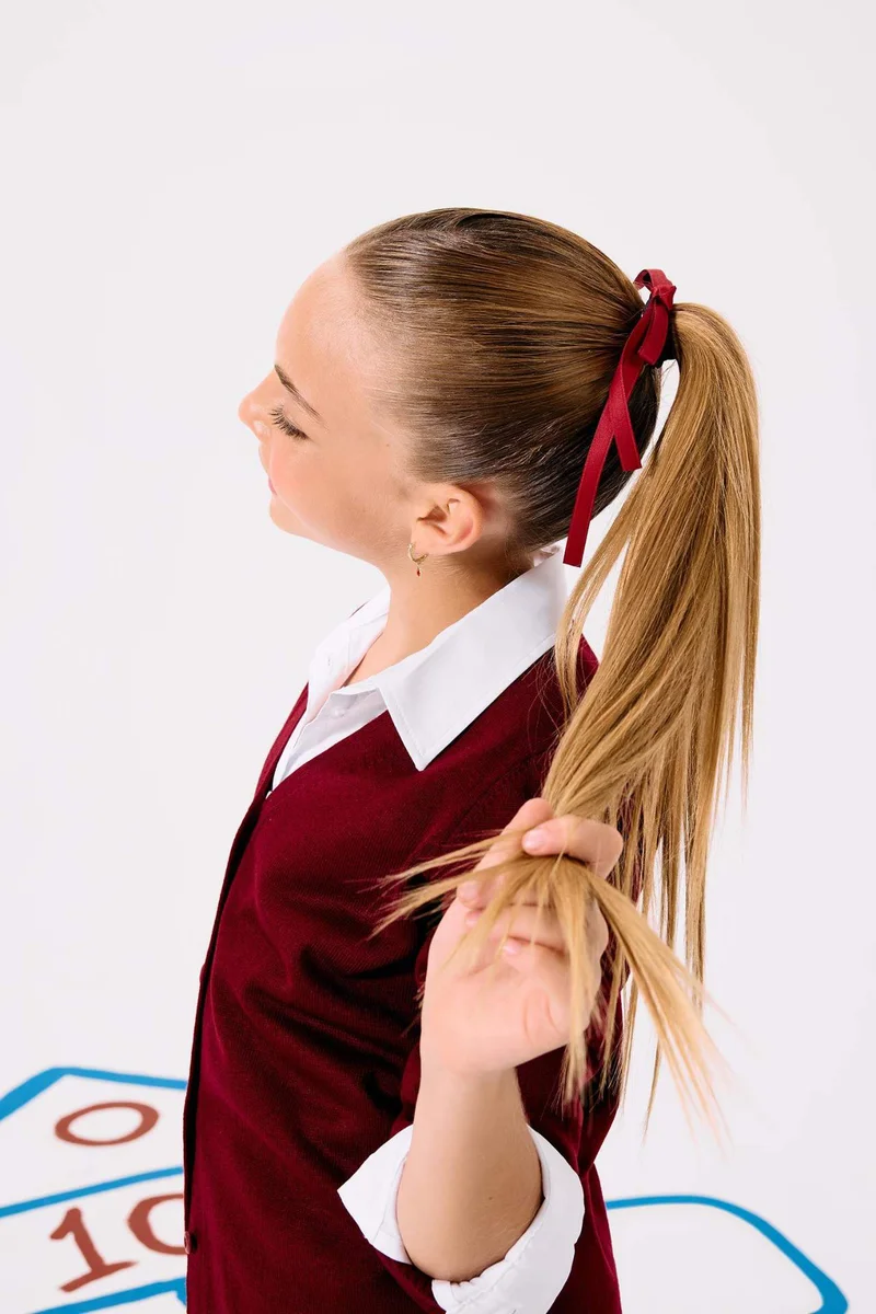 ديفاكتو Girl's 2 Piece Burgundy Ribbon Elastic Hair Band