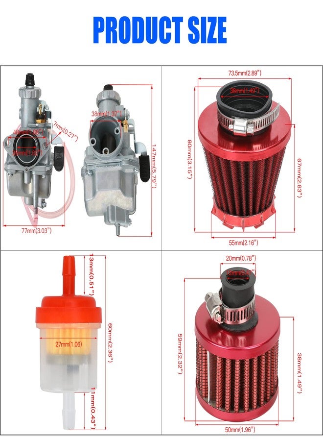 YOXUFA طقم مشعب سحب المكربن YOXUFA VM22 Mikuni لمحرك Predator 212cc غير Hemi، ومحرك Coleman CT200U CT200U-EX GX160 GX200 196cc بقوة 6.5 حصان، ومحرك Baja Warrior MB200 للدراجات الصغيرة وعربات الكارتينج. قطع غيار عالية الأداء - Image 3