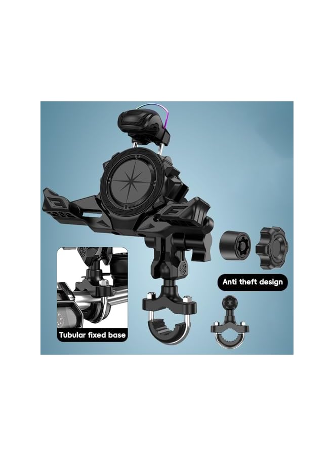 Green Tiger Motorcycle Phone Mount Holder, Anti-Shake Adjustable Handlebar Cellphone Cradle, Clamp for 4.7-7.2" Smartphone, Metal Extension Arm-Dual Vibration Dampener, Suitable for Handlebar Installation - Image 5