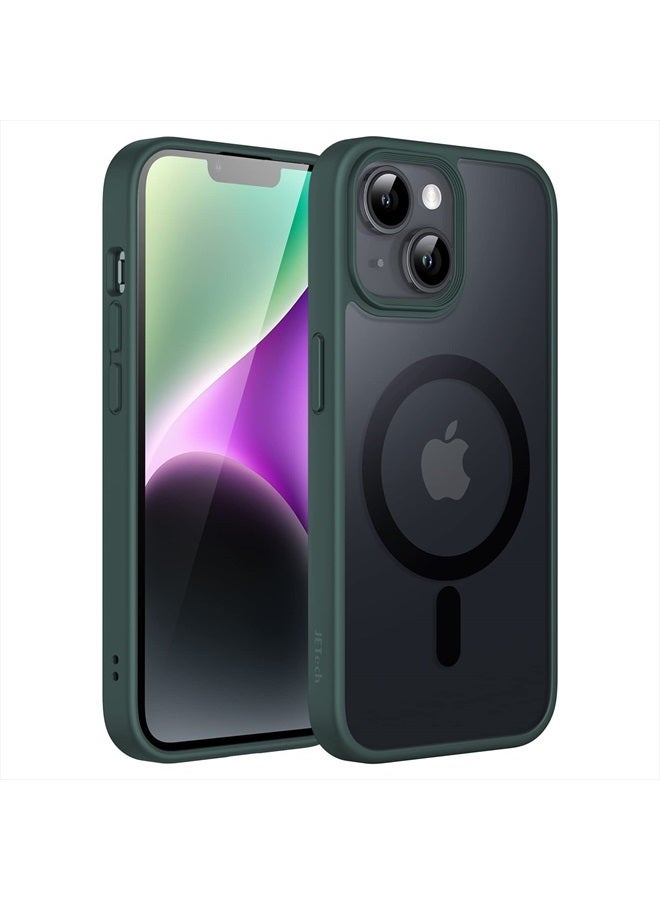 Jetech Magnetic Case for iPhone 14 6.1-Inch Compatible with MagSafe, Translucent Matte Back Slim Shockproof Phone Cover (Dark Green) - Image 1