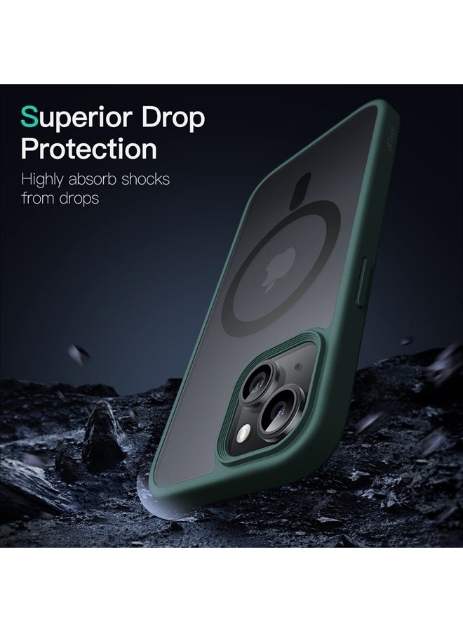 Jetech Magnetic Case for iPhone 14 6.1-Inch Compatible with MagSafe, Translucent Matte Back Slim Shockproof Phone Cover (Dark Green) - Image 5
