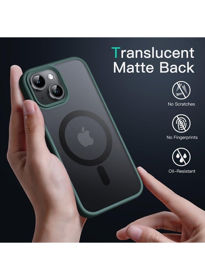 Jetech Magnetic Case for iPhone 14 6.1-Inch Compatible with MagSafe, Translucent Matte Back Slim Shockproof Phone Cover (Dark Green) - Image 4