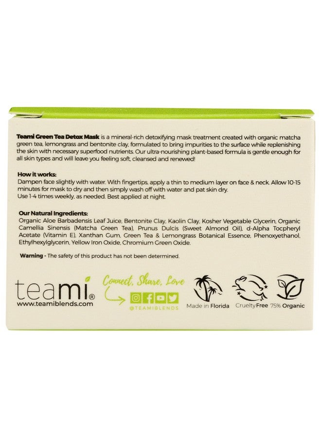 teami Detox Face Mask For Hydraiting, Moisturizing & Purifying, Blackhead Remover Green Tea Deep Cleanse Mask Reduces Acne & Oil, Pore Minimizer Clay Mask For All Skin Types 3.5 Oz - Image 1