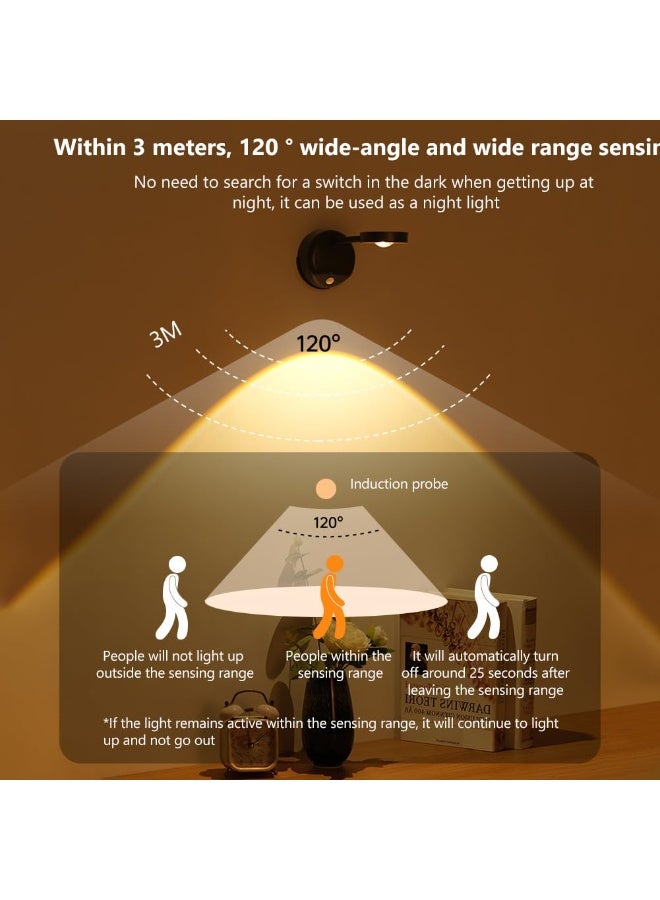 موثوقية التنبؤ مصابيح حائط مستشعرة للحركة، لمبة حائط مستشعرة للحركة، لمبة LED ذات دوران 360 درجة لعين القطة، شمعدان حائط قابل لإعادة الشحن للدرج وغرفة الأطفال والنباتات والأعمال الفنية وإطار الصورة والمعرض - Image 3
