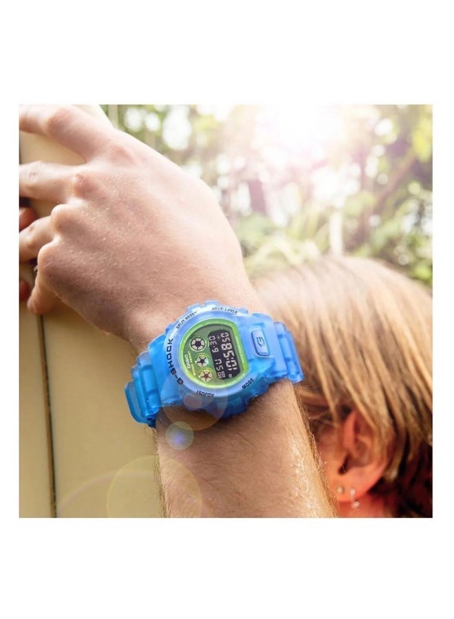 G-SHOCK Digital Watch DW‑6900LS‑2, 50.0 mm Blue Transparent Resin Case & Band, Shock‑Resistant, 200 M WR - Image 2