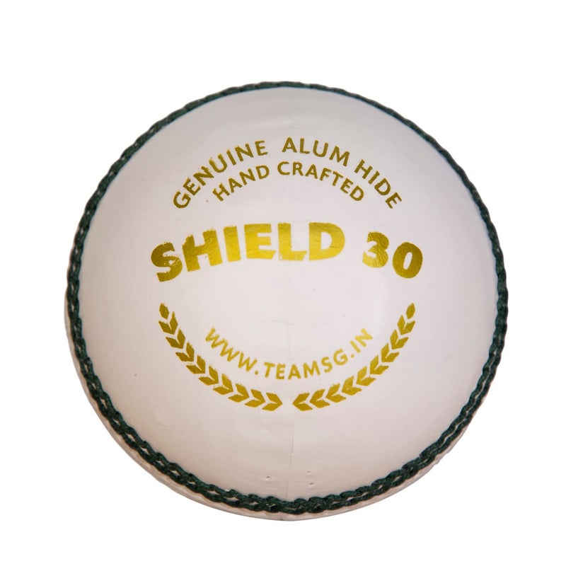 SG Shield 30 White Cricket Leather Ball - Image 1