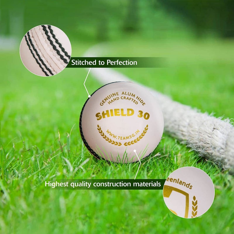 SG Shield 30 White Cricket Leather Ball - Image 4