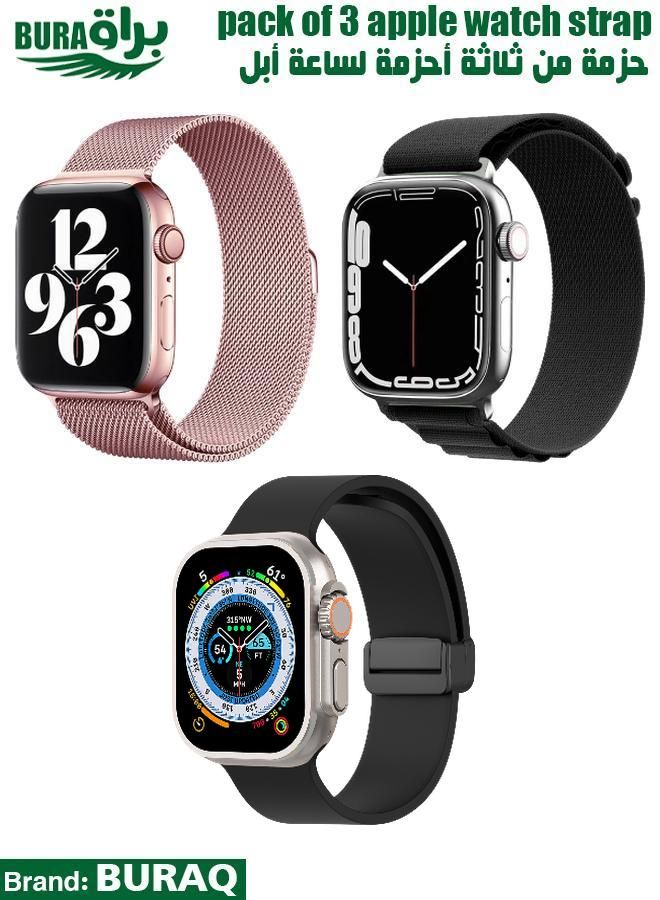 BURAQ Apple Watch Band Strap For Apple Watch Ultra 2/Ultra 49mm, Series 10 46mm, 9/8/7 45mm, SE2/SE/6/5/4 44mm, 3/2/1 42mm 