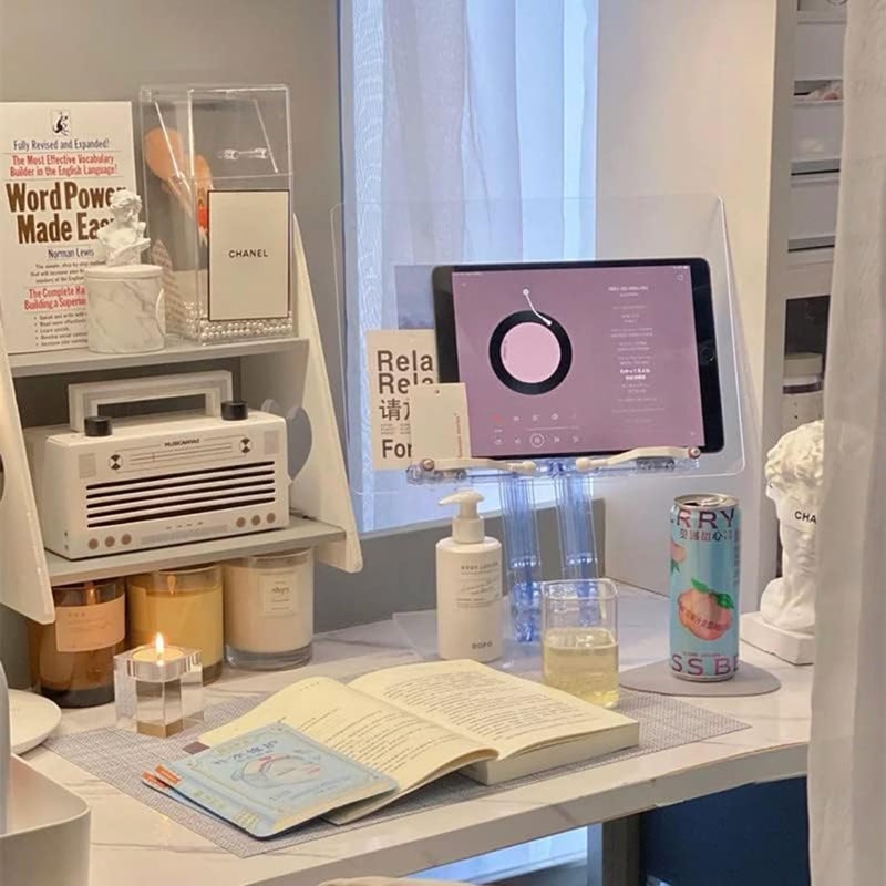 KASTWAVE Acrylic Laptop Stand For Desk, Book Stand, Clear Laptop Riser Adjustable Height, Foldable Portable Adjustable Laptop Stand Compatible With 10 To 21 Inches Laptops And Macbook (Transparent) - Image 3