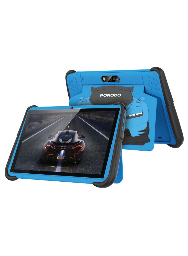 بورودو جهاز لوحي للأطفال بنظام أندرويد، شاشة 10.1 بوصة، غطاء مقاوم للصدمات، واقي شاشة، شريحتان نانو، سعة تخزين 64 جيجابايت، ذاكرة وصول عشوائي 2 جيجابايت، بلوتوث، واي فاي، بطارية 4000 مللي أمبير، نظام أندرويد 11 - أزرق - Image 1