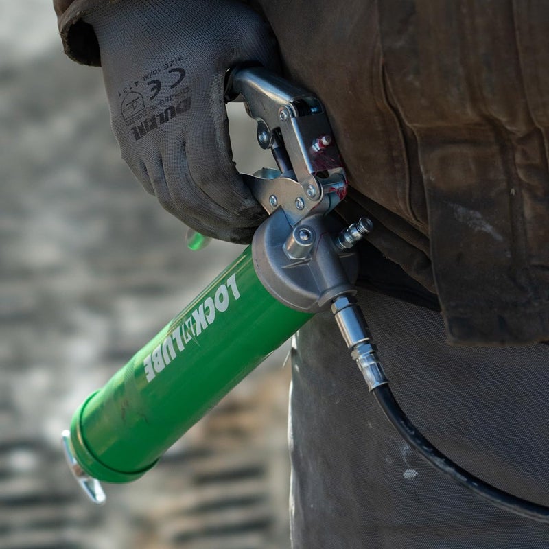 LockNLube Heavy-Duty Pistol Grip Grease Gun. Includes our patented LockNLubeÂ® Grease Coupler (Locks On, Stays On, Won't Leak!) plus a high-quality 20" hose and in-line hose swivel - Image 4