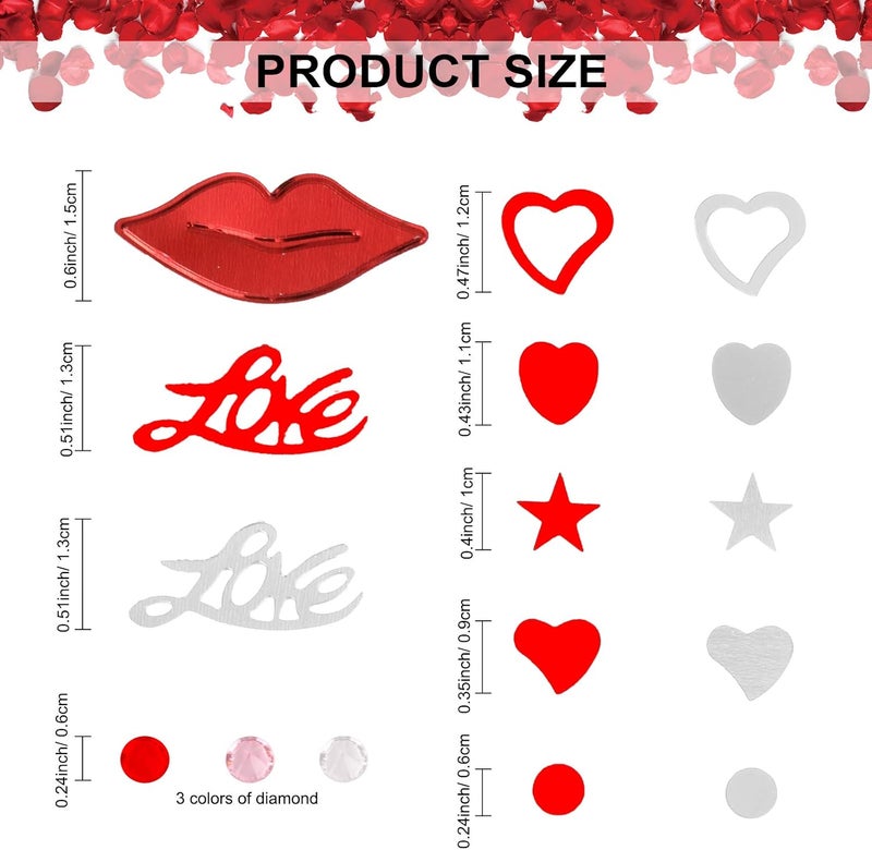 Konsait 1500pcs 28OZ Red Silver Heart Confetti Heart Sequin Mix Heart Love Party Confetti for Valentines Day Decor Wedding Anniversary Party Bridal Shower Home Table Decoration Photo Booth Backdrop - Image 3