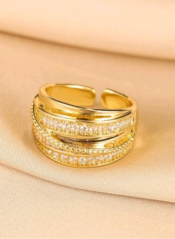 Trendy Gold Plated Ring For Women One Size